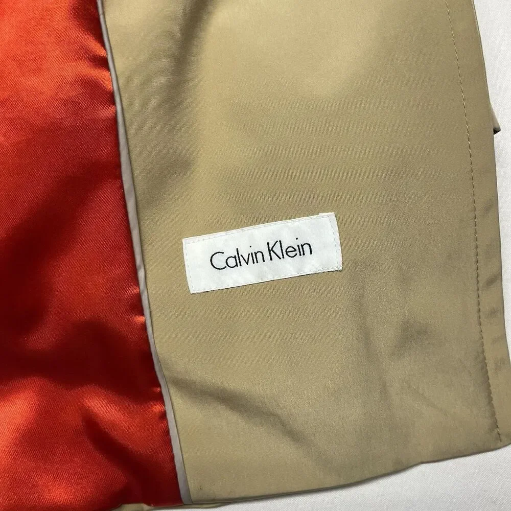 Calvin Klein Beige Double Breasted Belted Trench Coat Red - Picture 12 of 13